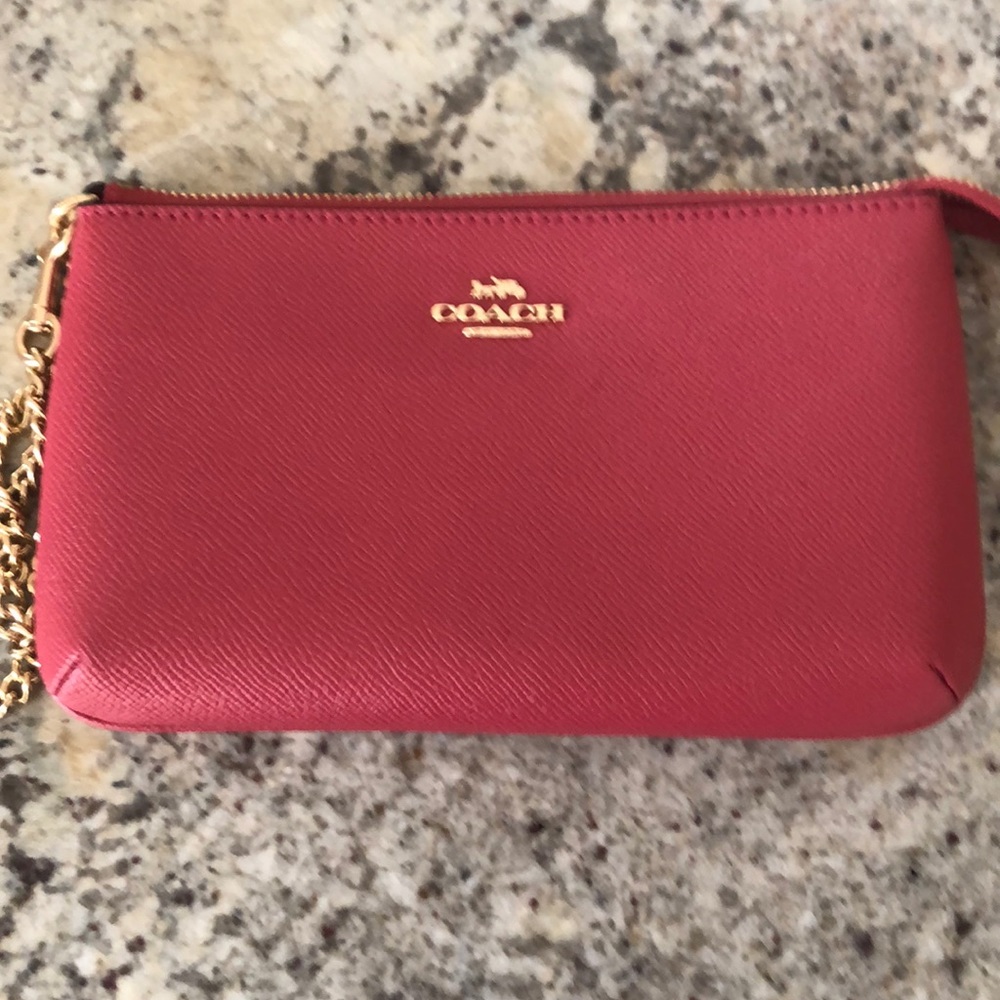 New Coach wristlet red with gold